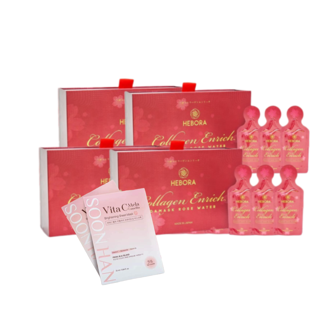 Collagen Hebora Box - Mua 3 tặng 1 + 5 Mask VITA C MELA CAMELLIA