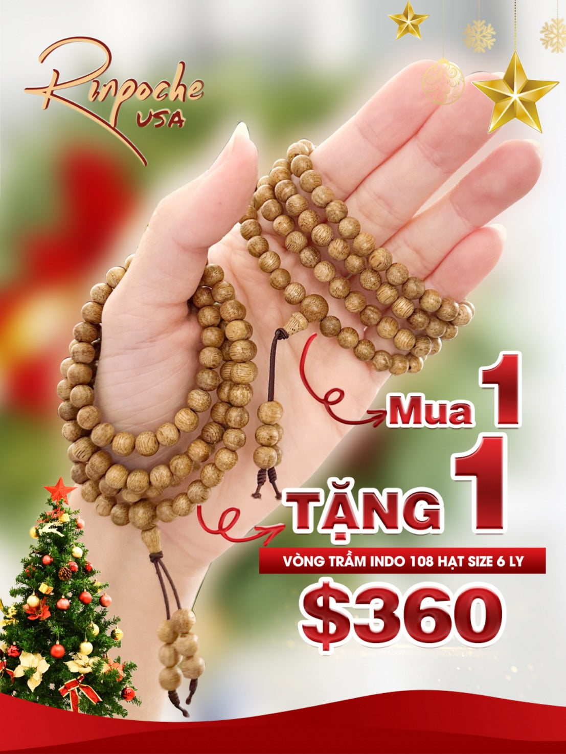 Vòng Trầm Hương Indo 108 Hạt 6 Li Tone Nâu Vàng