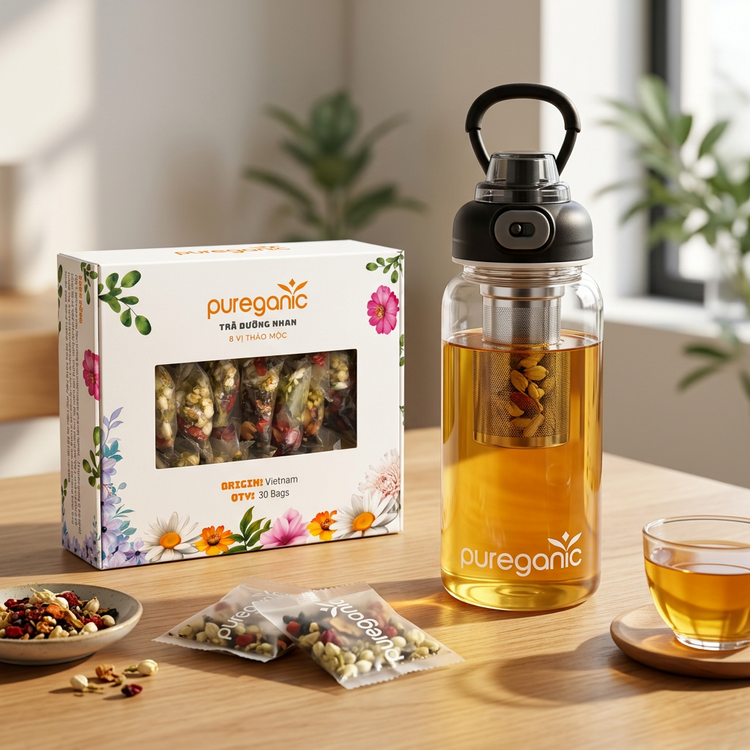 Bình Pha Trà Thủy Tinh – Glass Tea Infuser Bottle (800 mL)