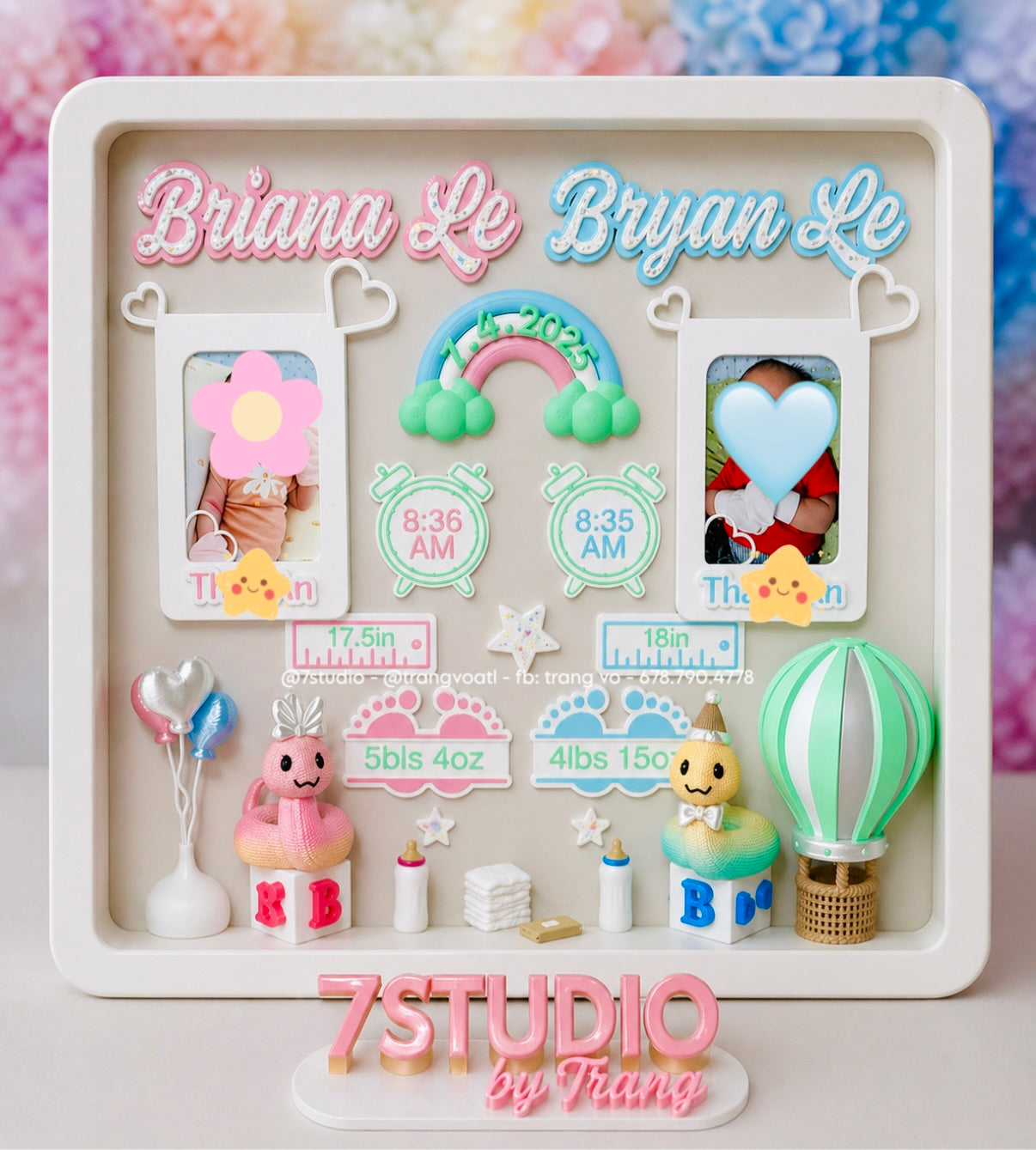 Birth Stats Box nursery with photo 12x12