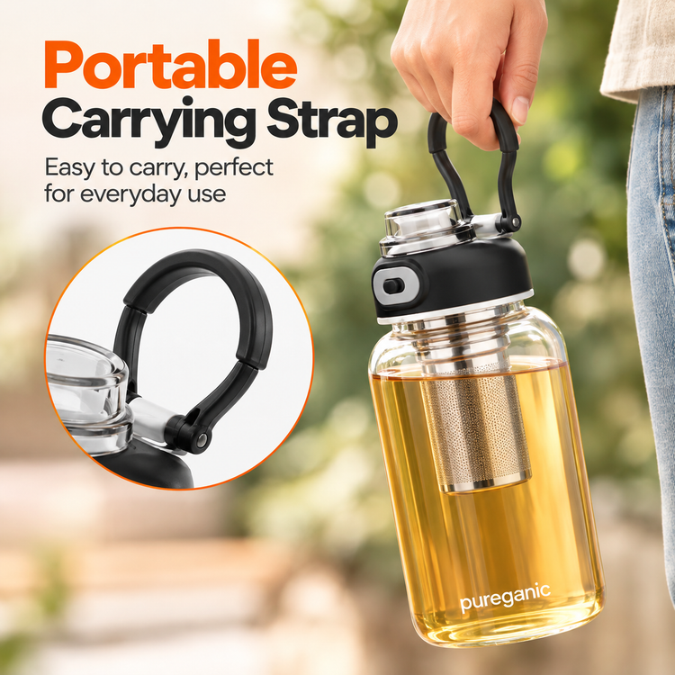 Bình Pha Trà Thủy Tinh – Glass Tea Infuser Bottle (800 mL)