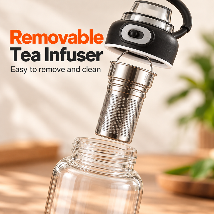 Bình Pha Trà Thủy Tinh – Glass Tea Infuser Bottle (800 mL)