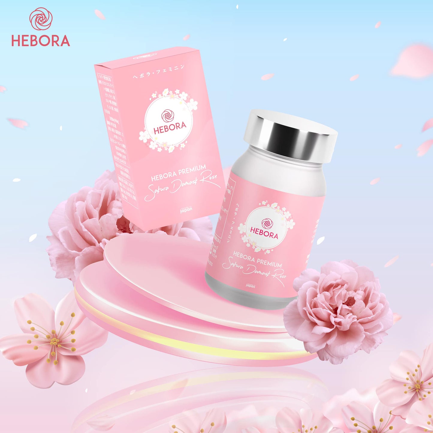 HEBORA Premium Sakura Damask Rose - Viên Tự Thân Nội Tiết Tố